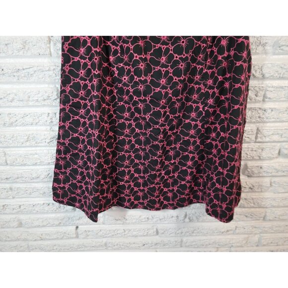 Dress Barn Womens Skirt 16 Mini ALine Black Pink Floral Eyelet Career FLO268E - Picture 4 of 7